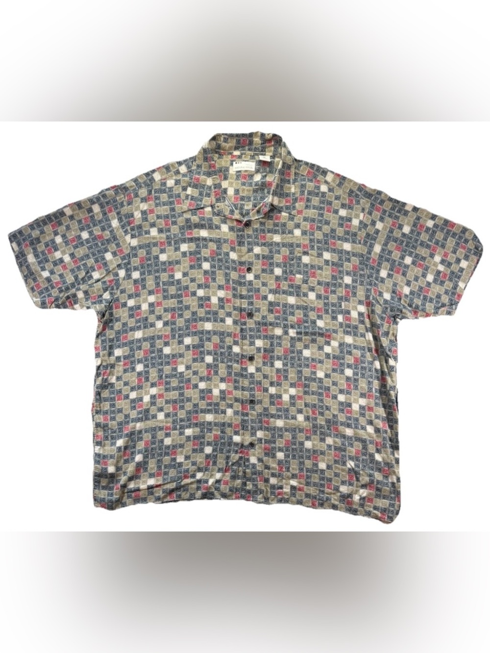Vintage Natural Issue Geometric Button Up Shirt Men's XXL Hawaiian Y2K Dad Beach